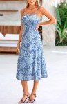 BTFBM Women's Sexy Spaghetti Strap Cowl Neck Party Club Bodycon Midi Dress Elegant Cocktail Dress Summer Floral Dress(Light Blue,Large)
