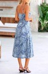 BTFBM Women's Sexy Spaghetti Strap Cowl Neck Party Club Bodycon Midi Dress Elegant Cocktail Dress Summer Floral Dress(Light Blue,Large)