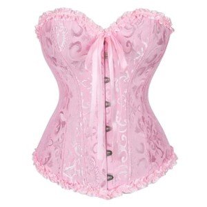 Moonight Corset Top Floral Renaissance Corset Womens Lace Up Boned Overbust Corset Bustier Pink 3XL