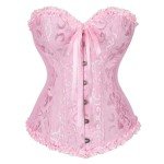 Moonight Corset Top Floral Renaissance Corset Womens Lace Up Boned Overbust Corset Bustier Pink 3XL
