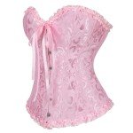 Moonight Corset Top Floral Renaissance Corset Womens Lace Up Boned Overbust Corset Bustier Pink 3XL