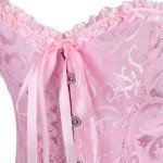 Moonight Corset Top Floral Renaissance Corset Womens Lace Up Boned Overbust Corset Bustier Pink 3XL