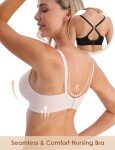 HOFISH Women's Plus Size Wireless Breastfeeding Nursing Bras, 3pcs/Pack (Push Up:Pink-Black-Beige), Medium