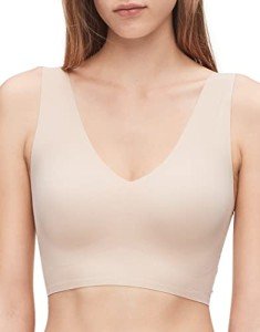 Calvin Klein Women's Invisibles Comfort Seamless Lightly Lined V Neck Bralette Bra, Bare, Small
