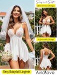 Avidlove Sexy Lingerie for Women Lace Babydoll Strap Chemise Nighty Sleepwear V Neck Nightgown