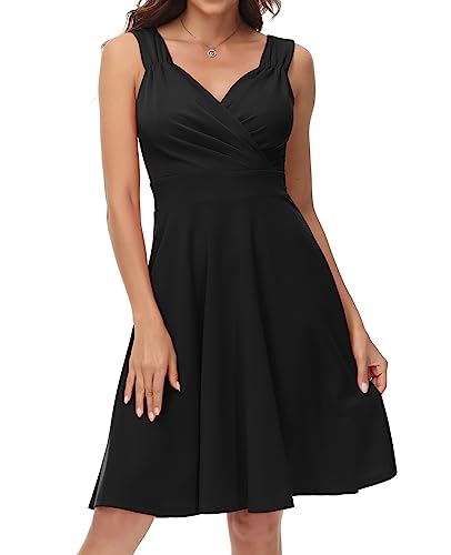GRACE KARIN Wedding Guest Dress Sleeveless V-Neck Evening Party Dress for Women Black XL