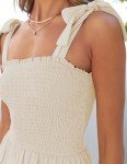 ZESICA Women's 2024 Summer Boho Spaghetti Strap Square Neck Solid Color Ruffle A Line Beach Long Maxi Dress,Apricot,Large