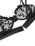 Lilosy Black Bow Lace Bra and Panty Set