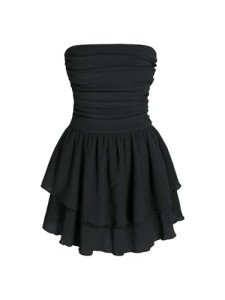 CIDER Women's Summer Cocktail Dress - Tube Ruched Ruffle Mini Dress: Black, L