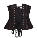 LARTIGUE Women 26 Steel Boned Waist Training Corset Heavy Duty Mesh Underbust Bustier Cincher,12.4 Inch Black L