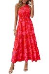Prettygarden Women's Red Floral Maxi Dress
