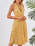 HUHOT Sun Dresses Women Sexy Summer Casual Beach Vacation Boho Resort Wear Yellow Easter Spring Dresses for Women 2024 Halter Dresses Backless Short Dress