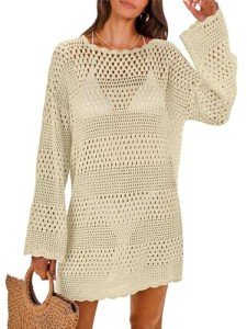 ANRABESS Women's Crochet Swim Cover Up Dress