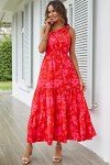 Prettygarden Women's Red Floral Maxi Dress