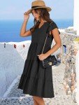 ANRABESS Black Ruffle Sleeve Summer Midi Dress