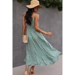 Brovave Women's Boho Polka Dot Sundress - Green