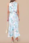 Elegant Blue Satin Sleeveless Maxi Dress for Women