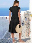 ANRABESS Black Ruffle Sleeve Summer Midi Dress