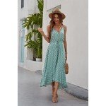 Brovave Women's Boho Polka Dot Sundress - Green