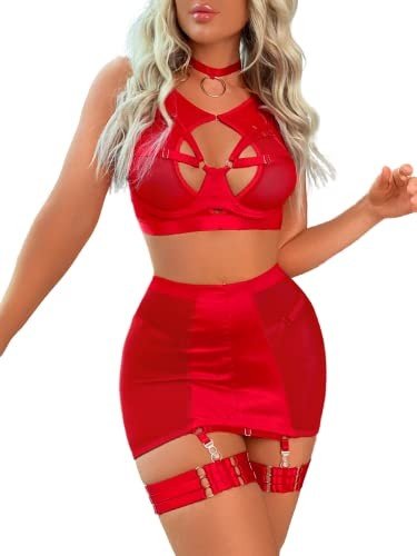 Sheer Mesh Strappy Garter Lingerie Set for Women