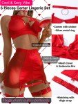 Sheer Mesh Strappy Garter Lingerie Set for Women