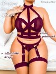 Curvy Strappy Lingerie Set in Fuchsia, Plus Size