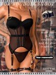 Strappy Thigh Strap Corset Bodysuit for Women