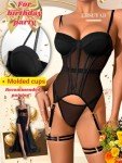 Strappy Thigh Strap Corset Bodysuit for Women