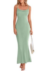 Sage Green Spaghetti Strap Maxi Dress for Women