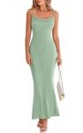 Sage Green Spaghetti Strap Maxi Dress for Women