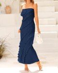 BTFBM Women's Strapless Ruffle Maxi Wedding Dress