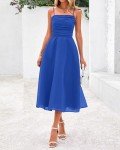 PrettyGarden Blue Midi Dress with Pockets