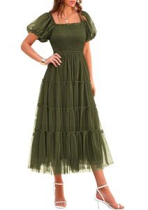PRETTYGARDEN Women's Tulle Midi Dress for Parties