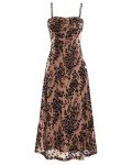 BTFBM Women's Summer Dress Sleeveless Spaghetti Strap Midi Dress Sexy Cowl Neck Floral Cocktail Dress Party Dresses(Dark Apricot,Large)