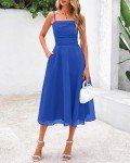 PrettyGarden Blue Midi Dress with Pockets