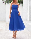 PrettyGarden Blue Midi Dress with Pockets
