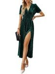 Sissyaki Women's Dark Green Velvet Maxi Dress
