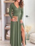 Elegant Green Deep V Neck Maxi Dress for Women