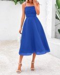 PrettyGarden Blue Midi Dress with Pockets