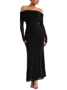 Elegant Off Shoulder Black Bodycon Dress for Women
