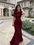Elegant Off-Shoulder Bodycon Evening Dress in Wine Red