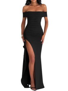 Elegant Black Off-Shoulder Bodycon Evening Dress