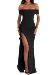 Elegant Black Off-Shoulder Bodycon Evening Dress