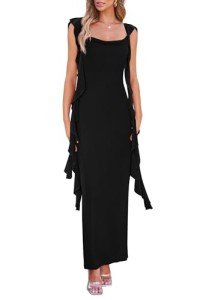 Summer Long Black Maxi Dress for Weddings