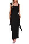 Summer Long Black Maxi Dress for Weddings
