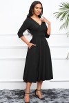 Black Flared Midi Dress for Women’s Events