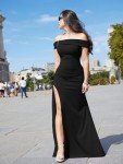 Elegant Black Off-Shoulder Bodycon Evening Dress