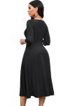 Black Flared Midi Dress for Women’s Events