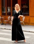 MEROKEETY Women's Black Velvet Maxi Dress