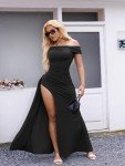 Elegant Black Off-Shoulder Bodycon Evening Dress